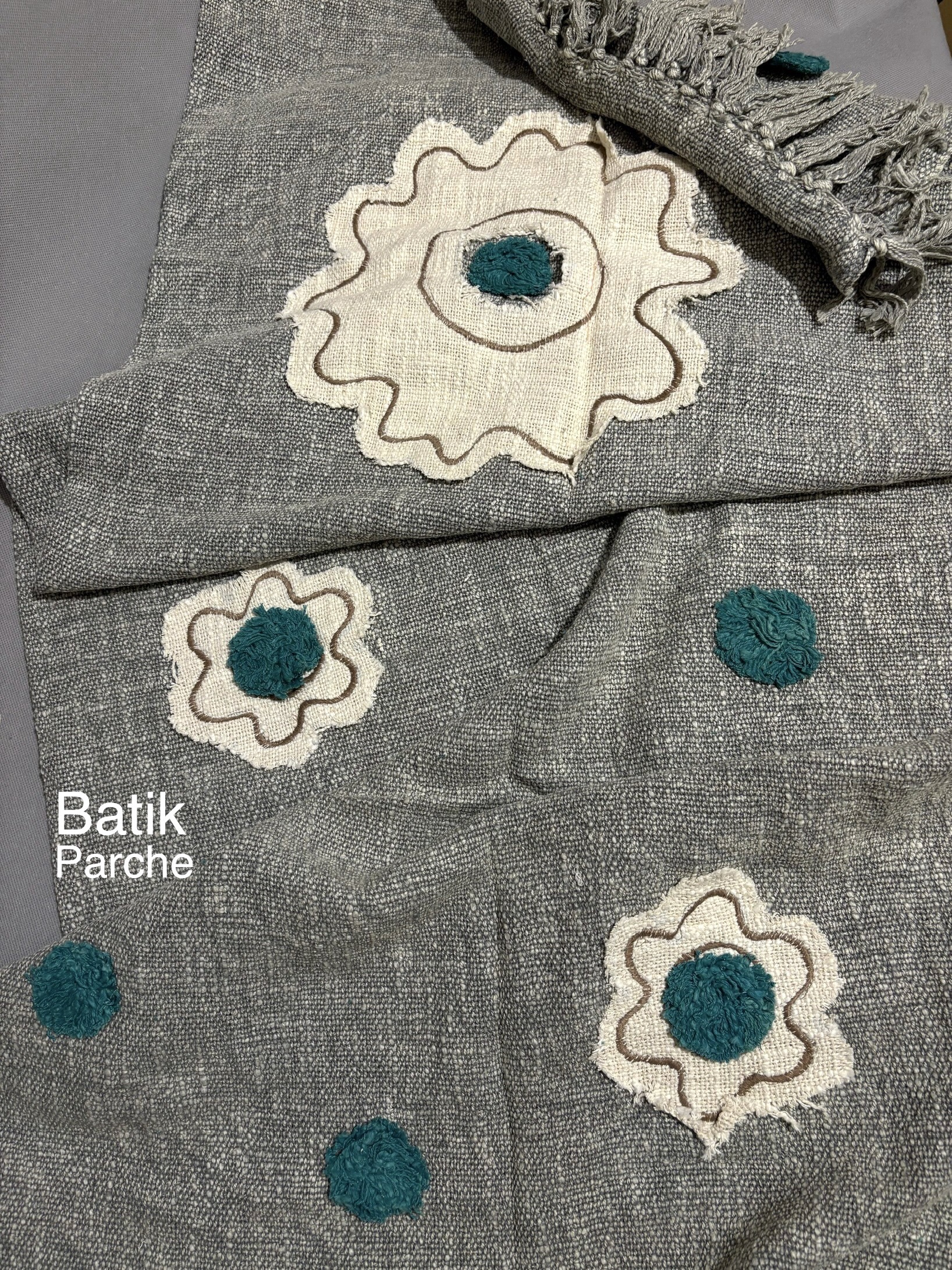 قواره دست دوز هندی پارچه باتیک باتیک پارچه طوسی نچرال