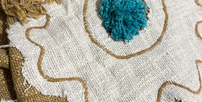 پارچه قواره اپلیک خردلی کاردست هند پارچه باتیک