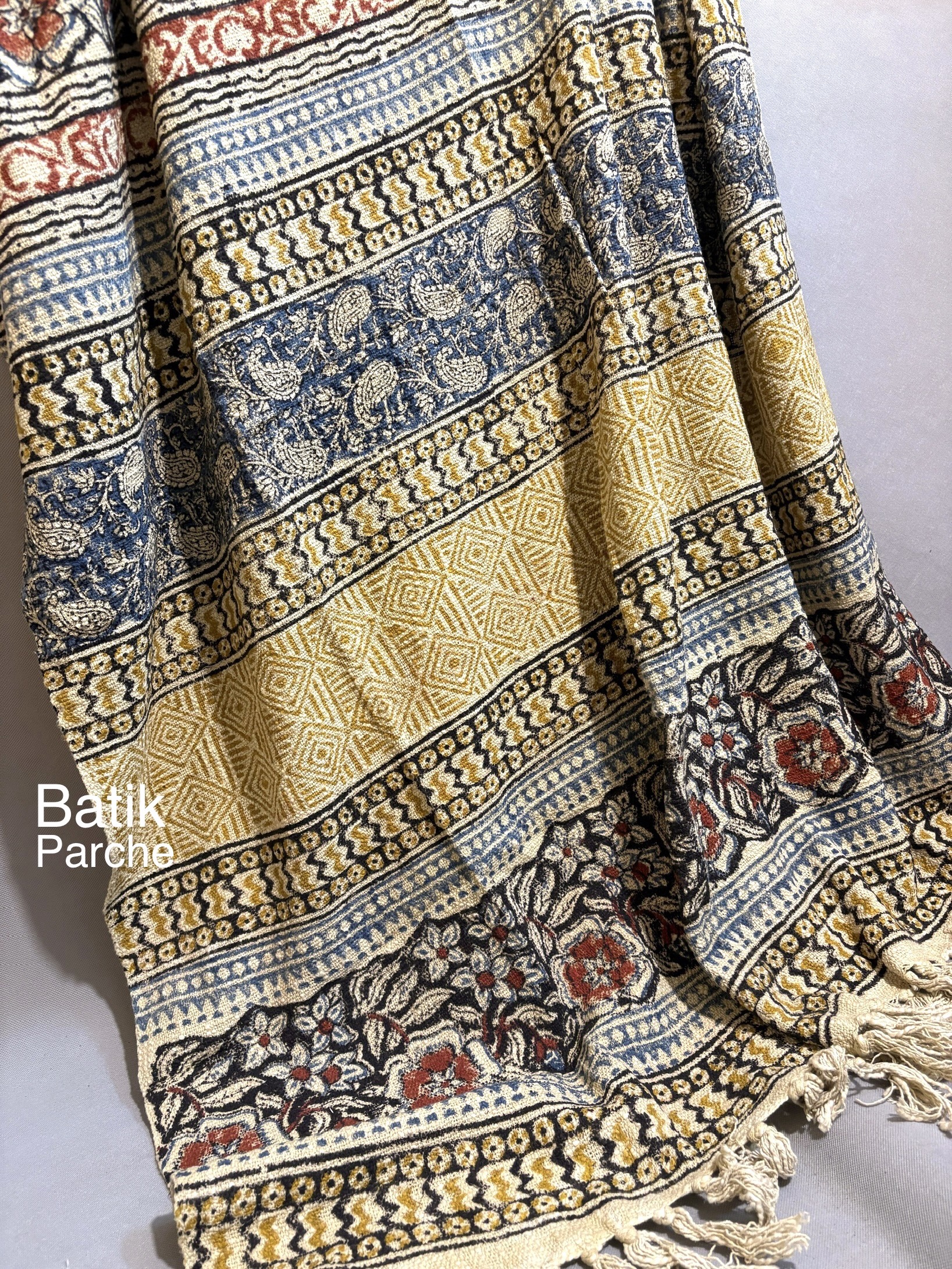 قواره چاپ سنگی کاردست نواری هندی باتیک پارچه