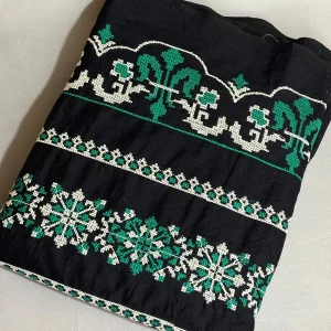 لینن شماره دوزی مشکی سبز7027